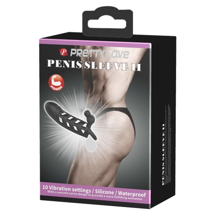 Pretty Love Extensor de penis vibrant, silicon, negru, 10 funcții
