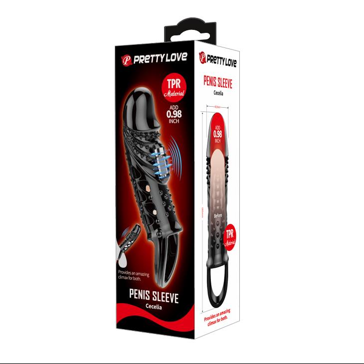 Pretty Love Cecelia Extensor vibrant pentru penis, negru