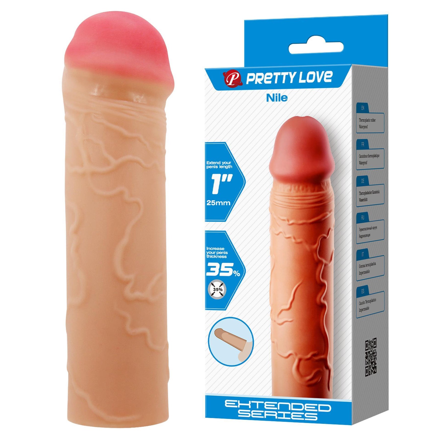 Pretty Love Nile Extensor Realist pentru Penis 25mm