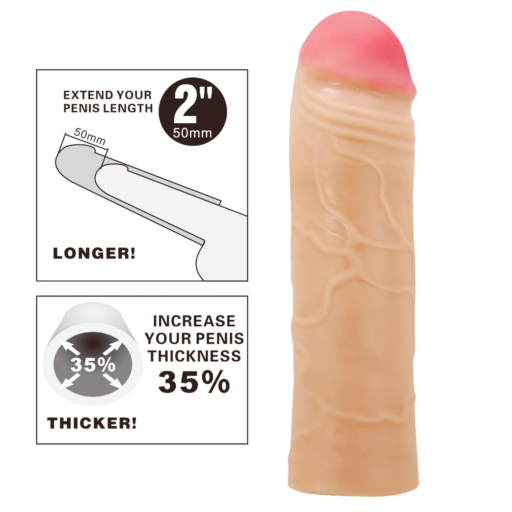 Pretty Love Chane Extensor realist pentru penis 50 mm