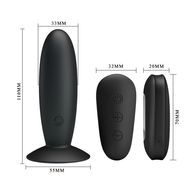 Dop anal vibrant Mr Play cu telecomandă, silicon, negru, USB