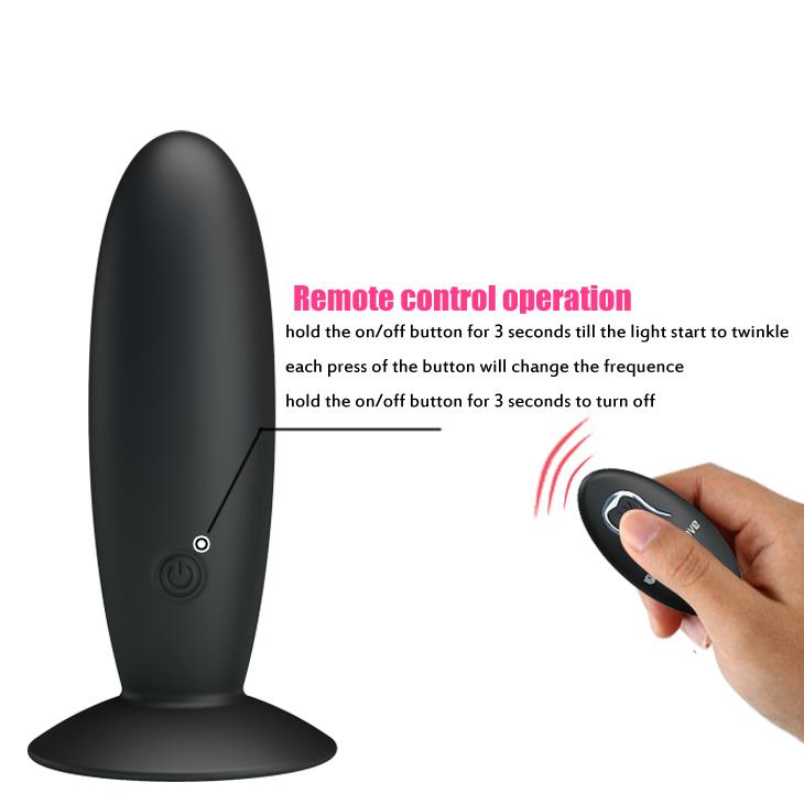 Plug anal vibrant Pretty Love cu telecomandă, 12 funcții, silicon negru