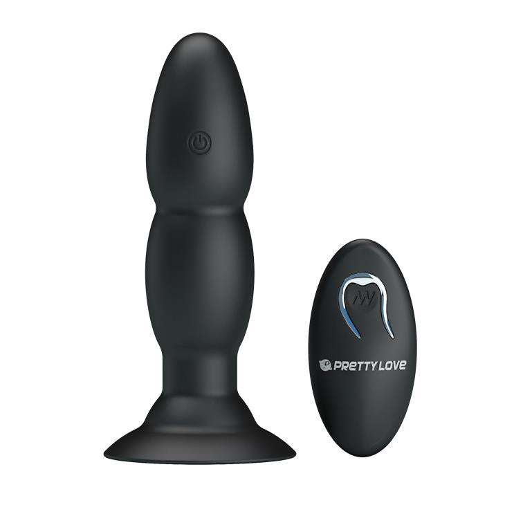Plug anal vibrant Pretty Love cu mărgele, negru, 13,5 cm, USB