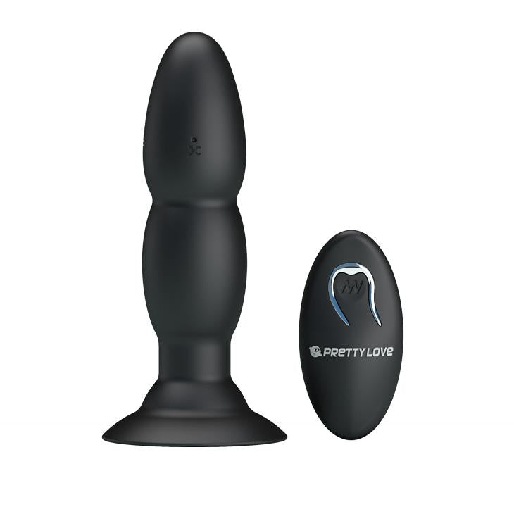 Plug anal vibrant Pretty Love cu mărgele, negru, 13,5 cm, USB