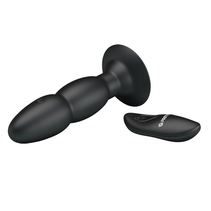 Plug anal vibrant Pretty Love cu mărgele, negru, 13,5 cm, USB