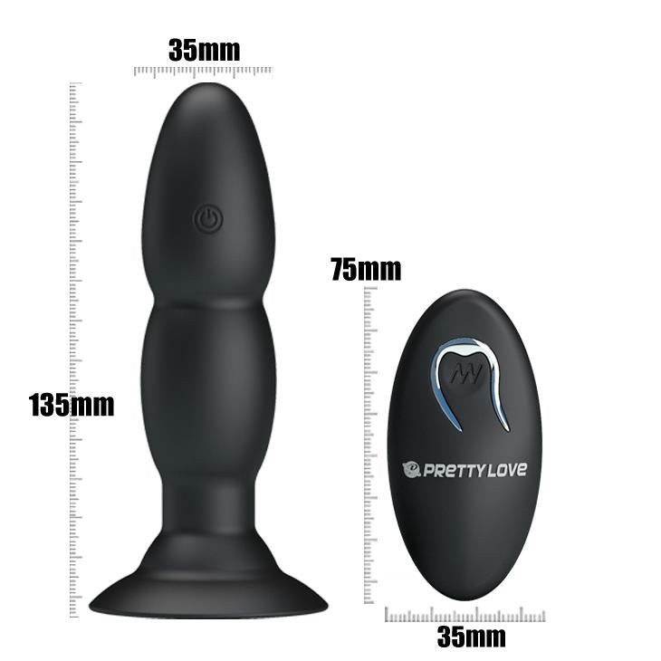 Plug anal vibrant Pretty Love cu mărgele, negru, 13,5 cm, USB