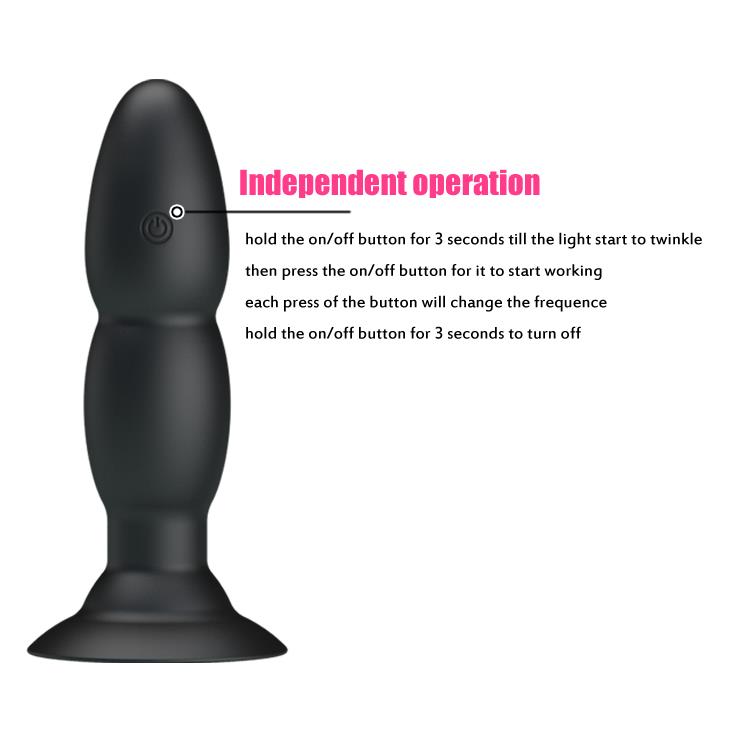 Plug anal vibrant Pretty Love cu mărgele, negru, 13,5 cm, USB