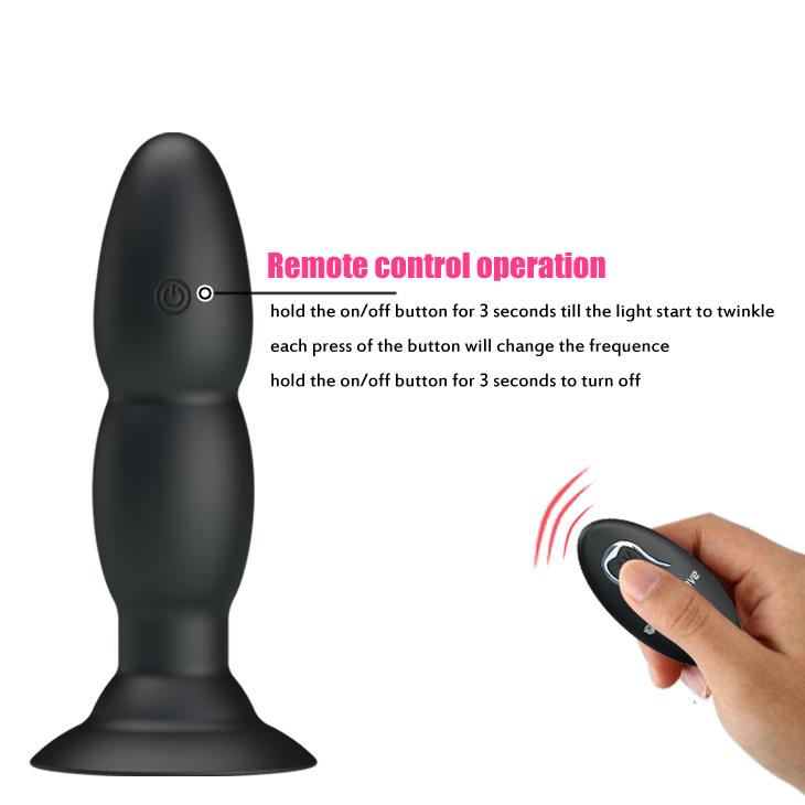 Plug anal vibrant Pretty Love cu mărgele, negru, 13,5 cm, USB