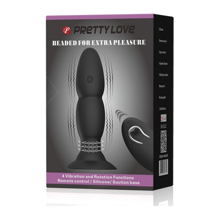 Plug anal vibrant Pretty Love cu mărgele, negru, 13,5 cm, USB