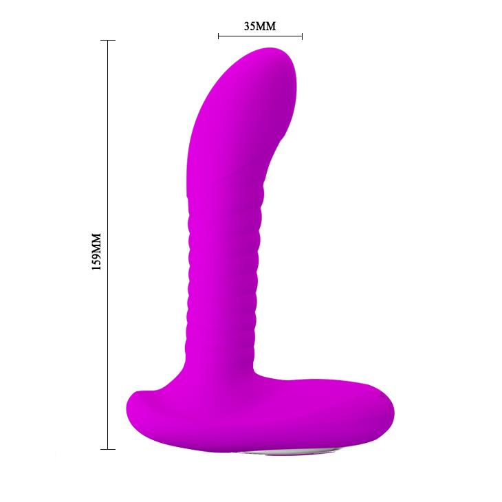 Masaj prostată Pretty Love din silicon, 12 vibrații, 3 rotații, USB, 16 cm