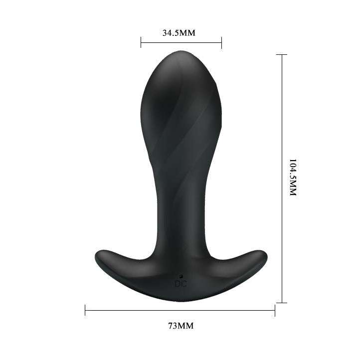 Plug anal vibrant din silicon Pretty Love, 12 funcții, USB, negru, 10,5 cm