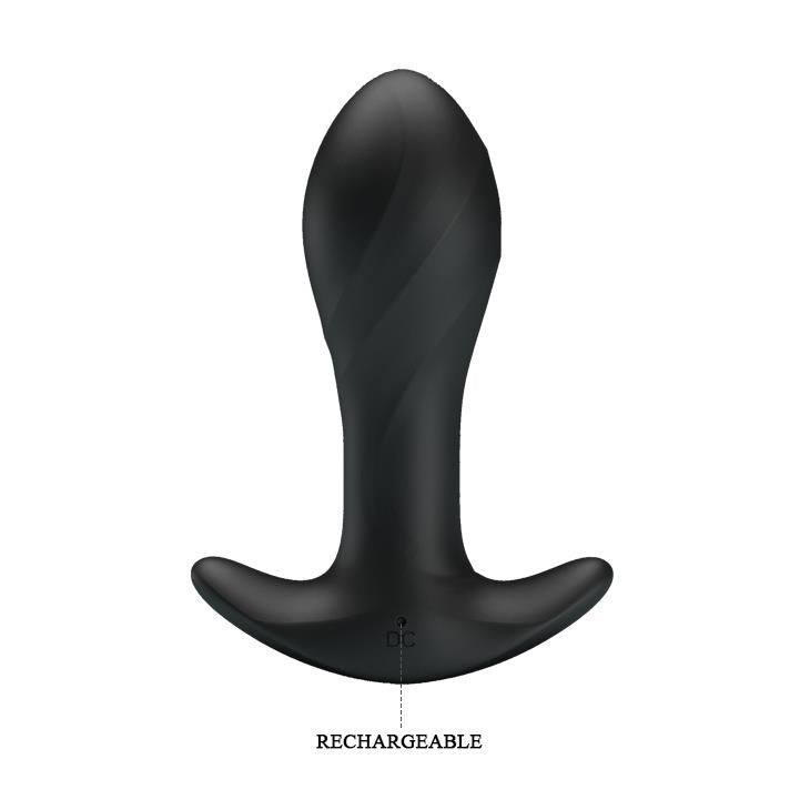 Plug anal vibrant din silicon Pretty Love, 12 funcții, USB, negru, 10,5 cm