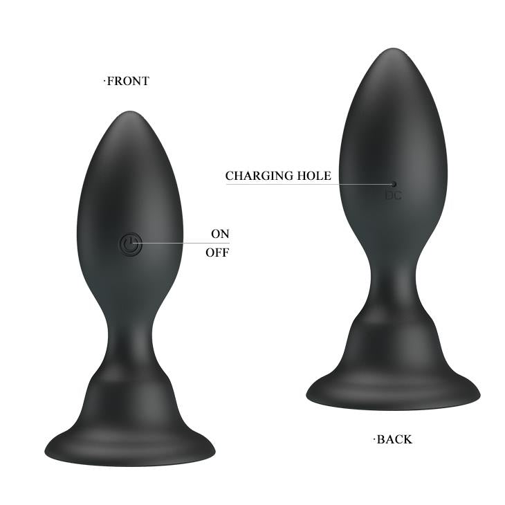 Dop anal vibrant din silicon negru Pretty Love cu ventuză