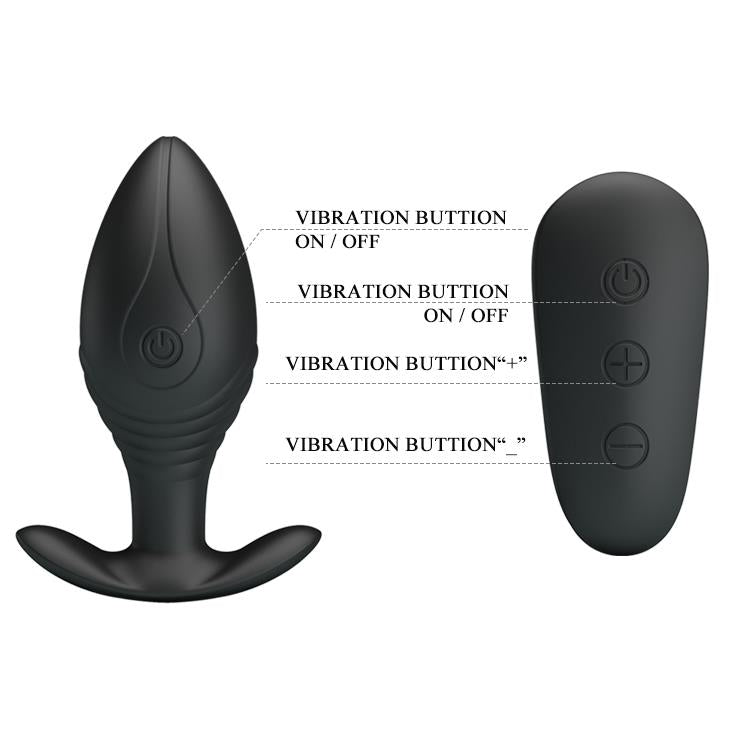Plug anal vibrant Pretty Love Regina, negru mat, cu telecomandă