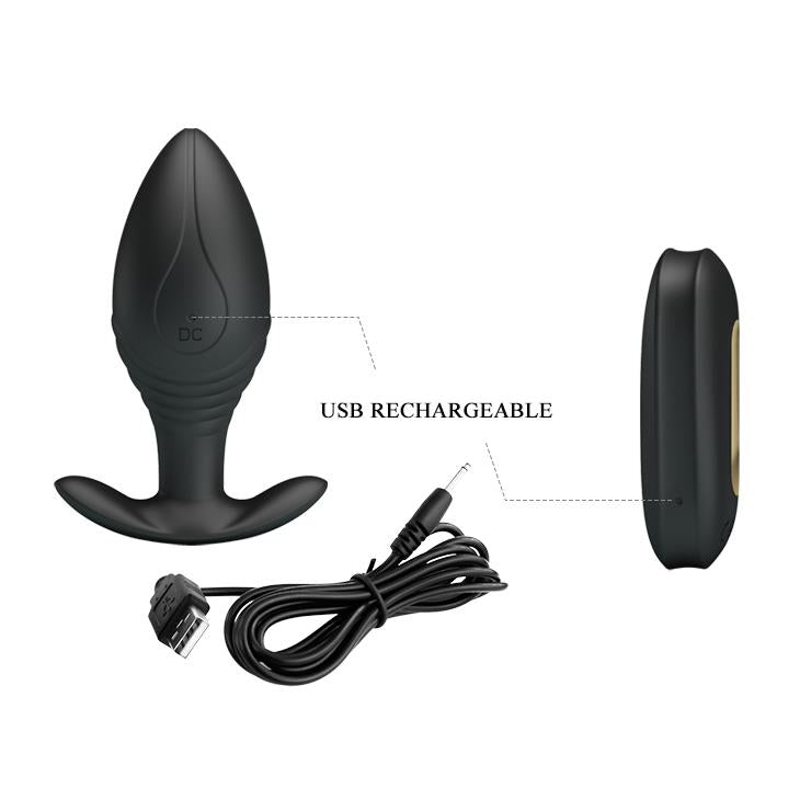 Plug anal vibrant Pretty Love Regina, negru mat, cu telecomandă