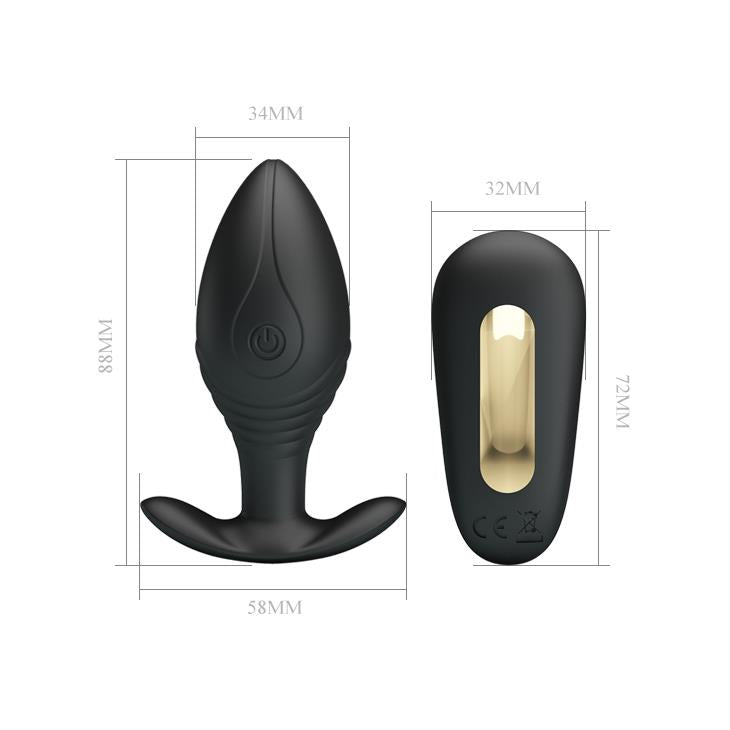 Plug anal vibrant Pretty Love Regina, negru mat, cu telecomandă