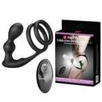 Inel vibrant pentru penis cu dop anal USB din silicon Pretty Love