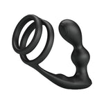 Inel vibrant pentru penis cu dop anal USB din silicon Pretty Love
