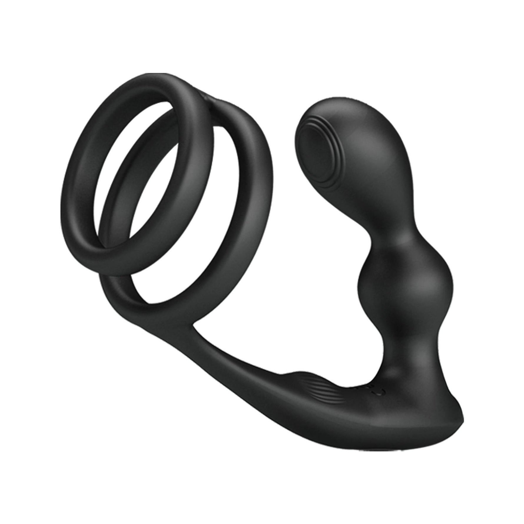 Inel vibrant pentru penis cu dop anal USB din silicon Pretty Love