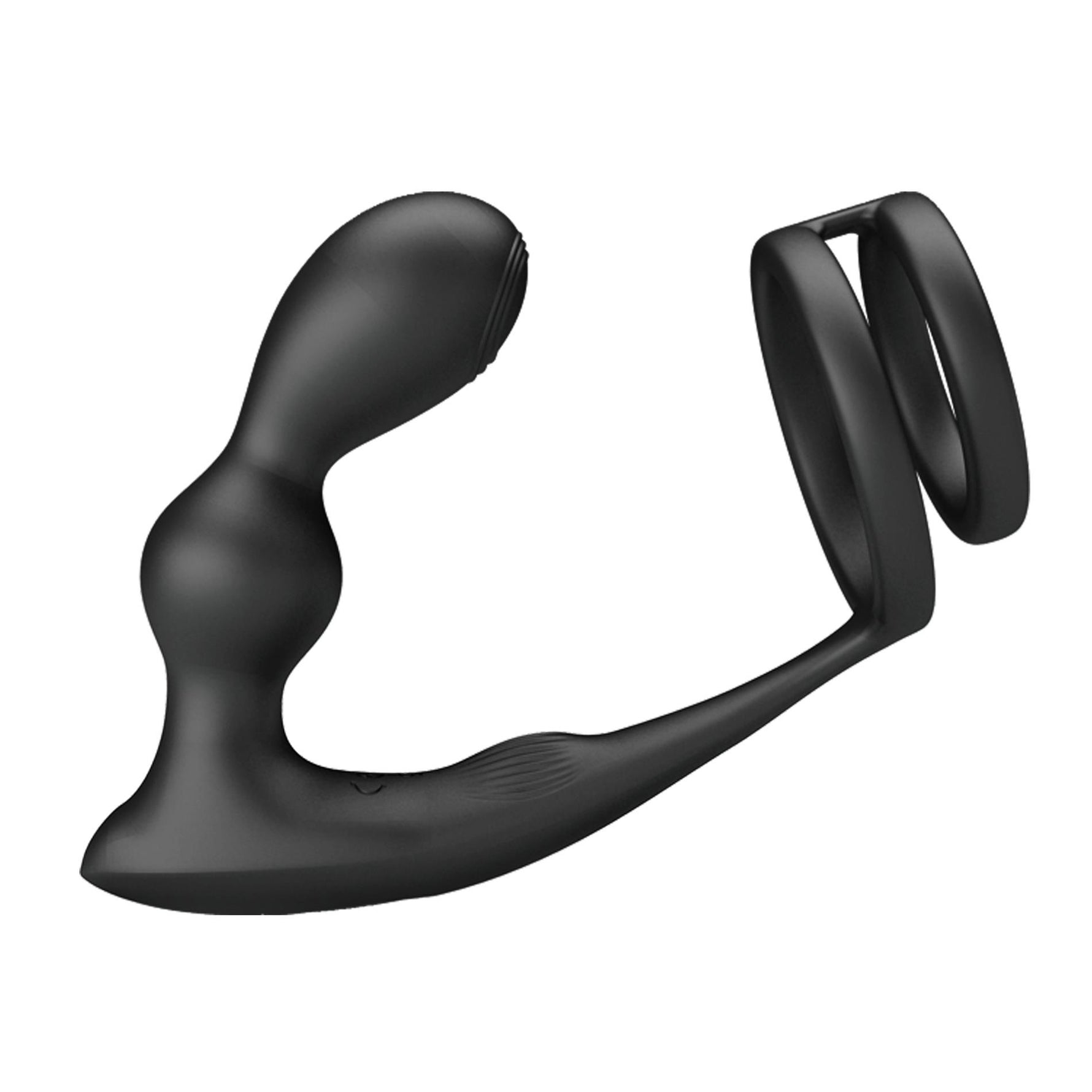 Inel vibrant pentru penis cu dop anal USB din silicon Pretty Love
