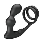 Inel vibrant pentru penis cu dop anal USB din silicon Pretty Love