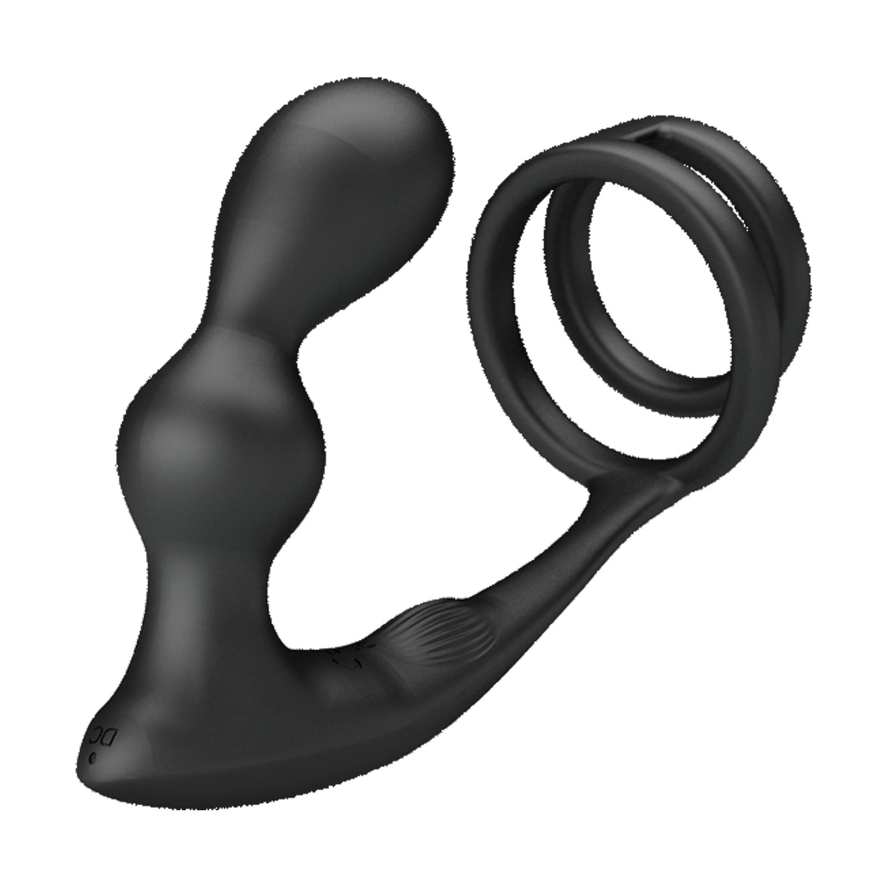 Inel vibrant pentru penis cu dop anal USB din silicon Pretty Love