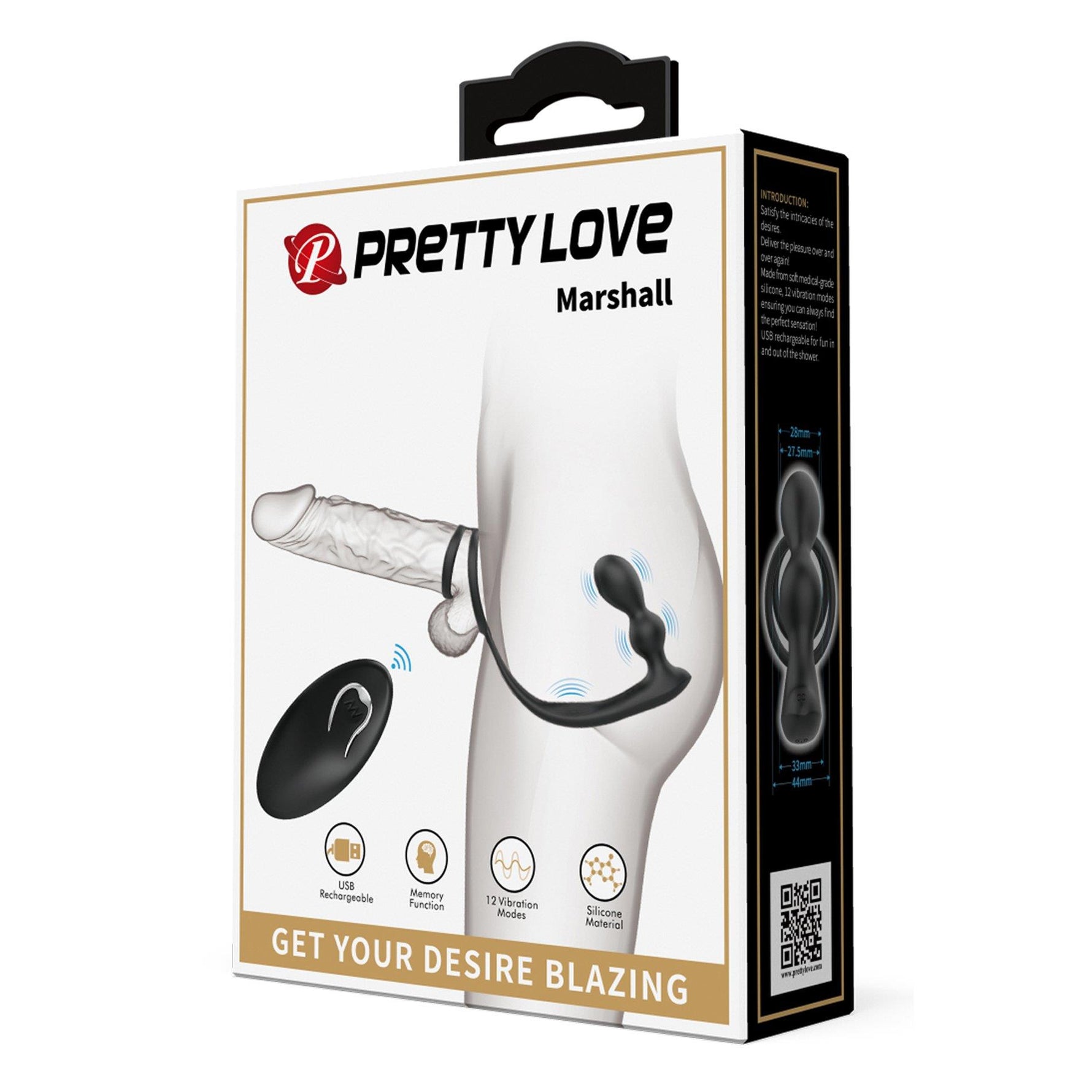 Inel vibrant pentru penis cu dop anal USB din silicon Pretty Love