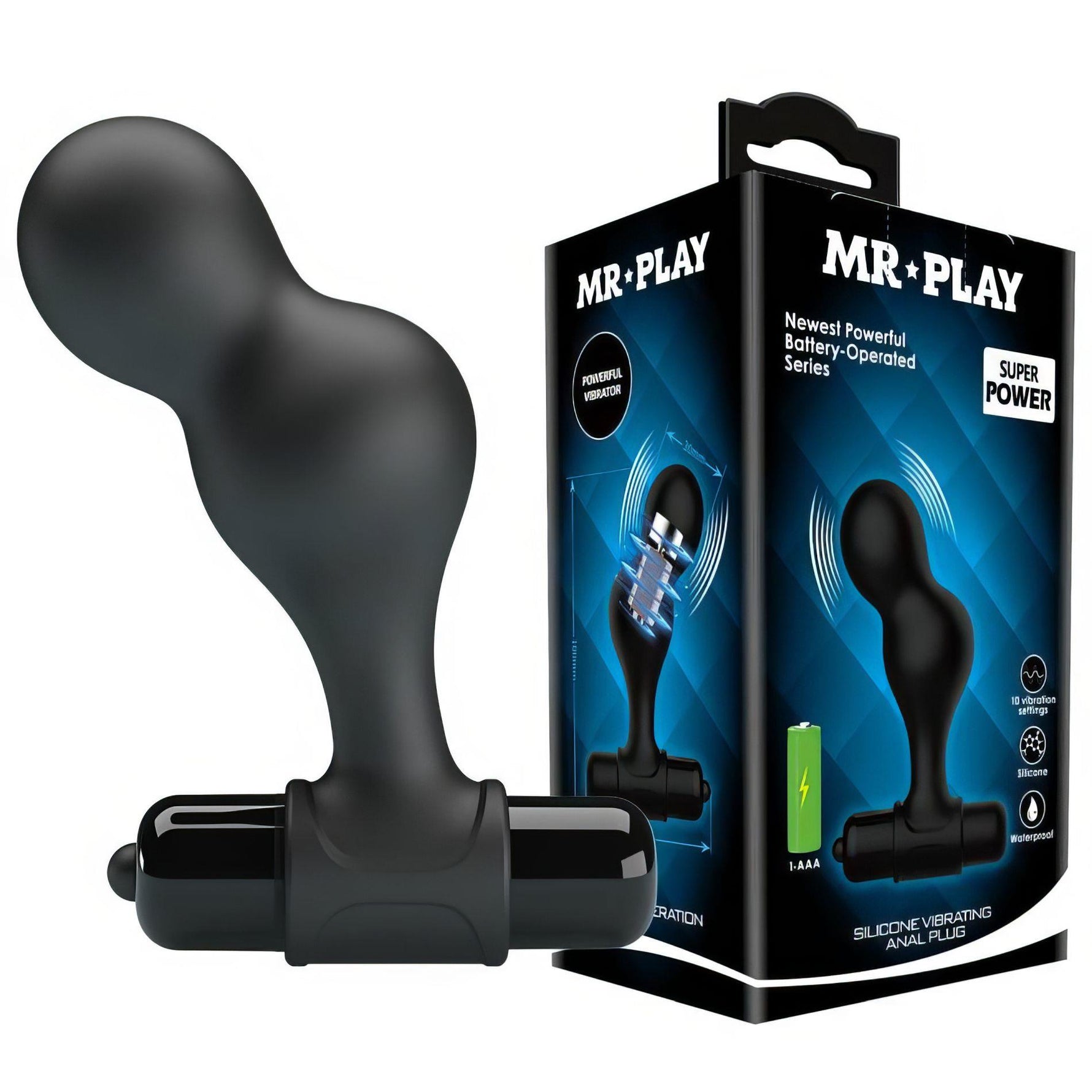 Dop anal vibrant din silicon Mr. Play cu 10 funcții, negru
