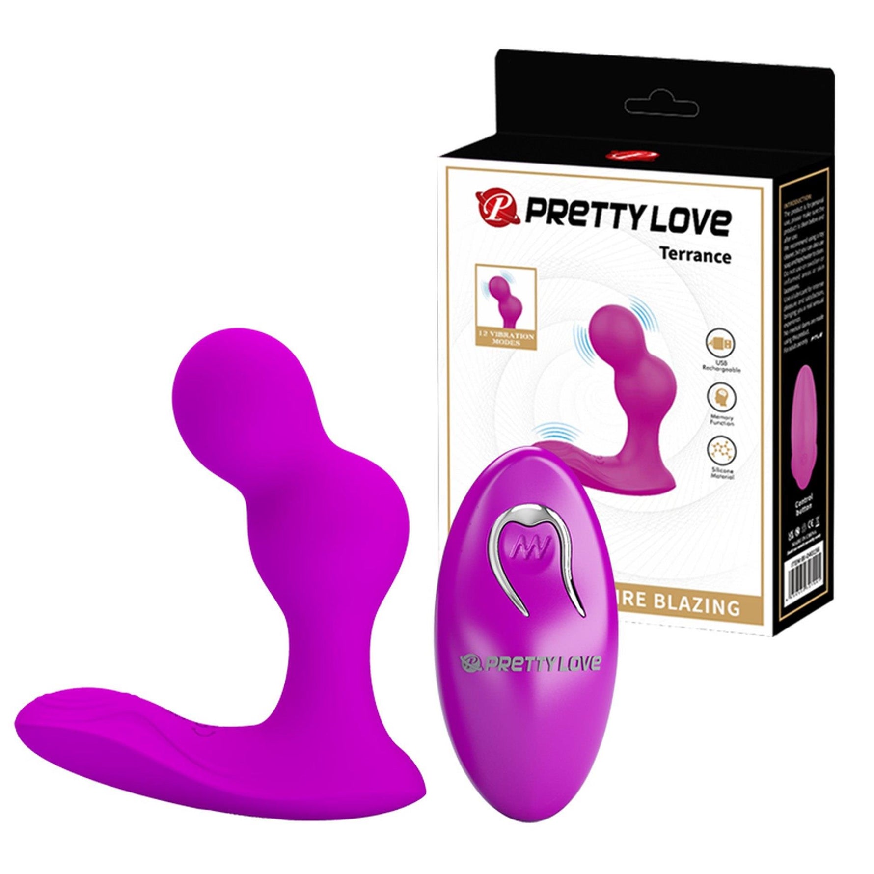 Masaj de prostată din silicon cu telecomandă Pretty Love Terrance