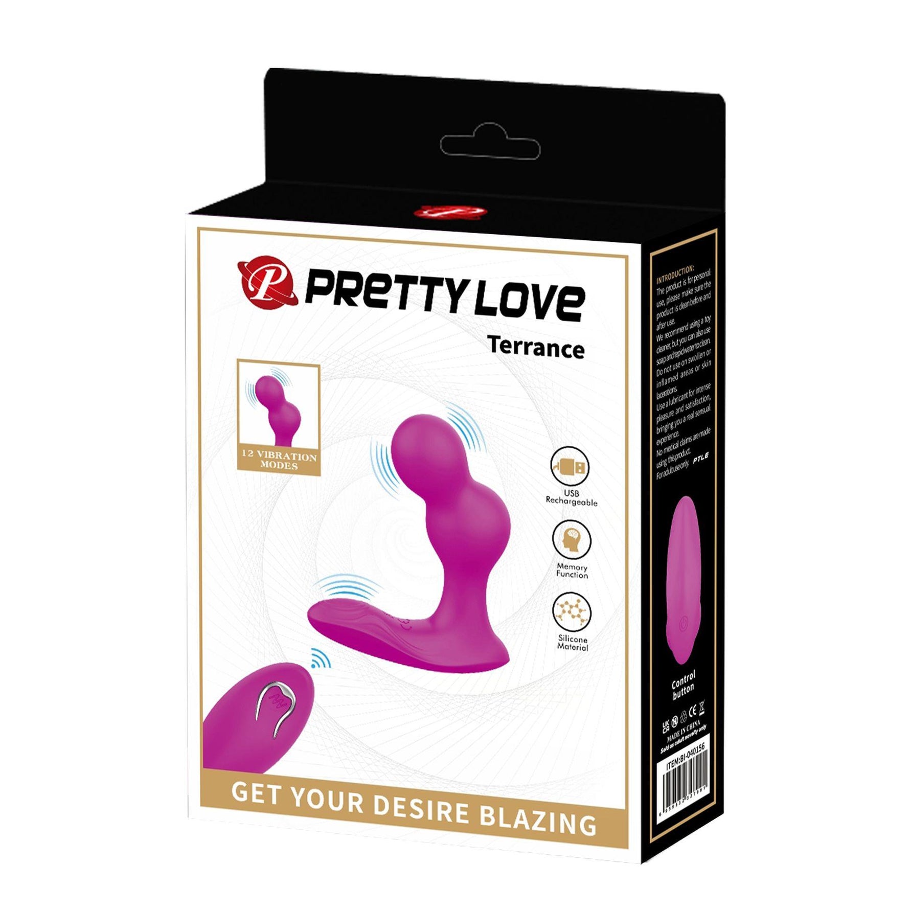 Masaj de prostată din silicon cu telecomandă Pretty Love Terrance