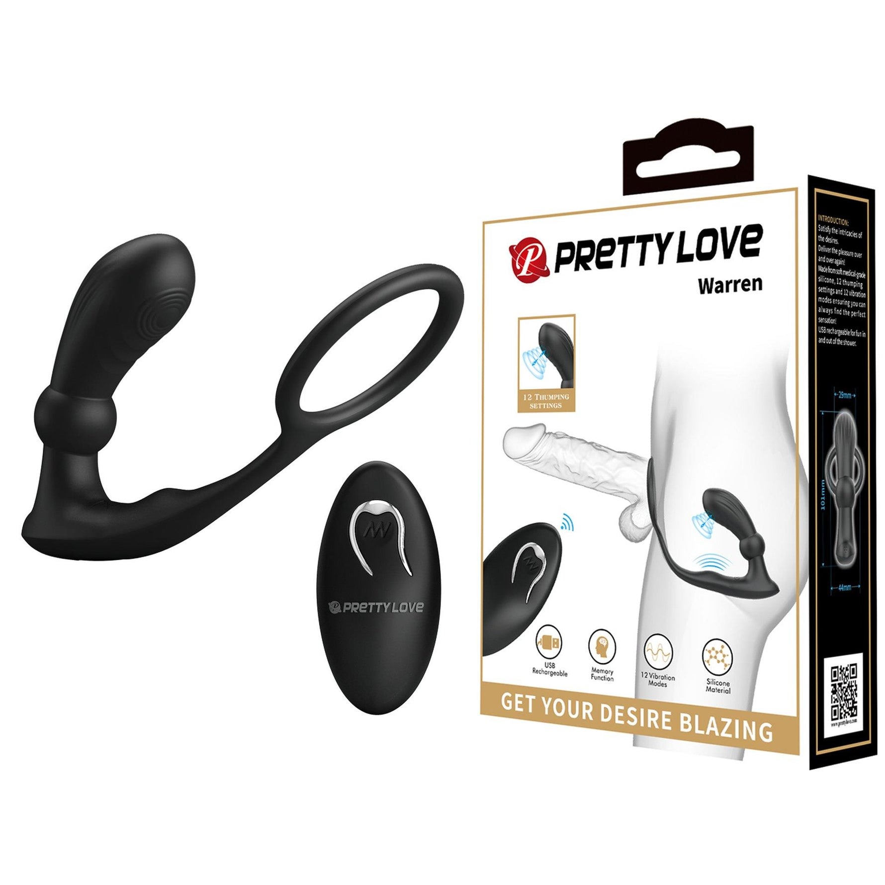 Inel vibrant pentru penis Pretty Love Warren, negru