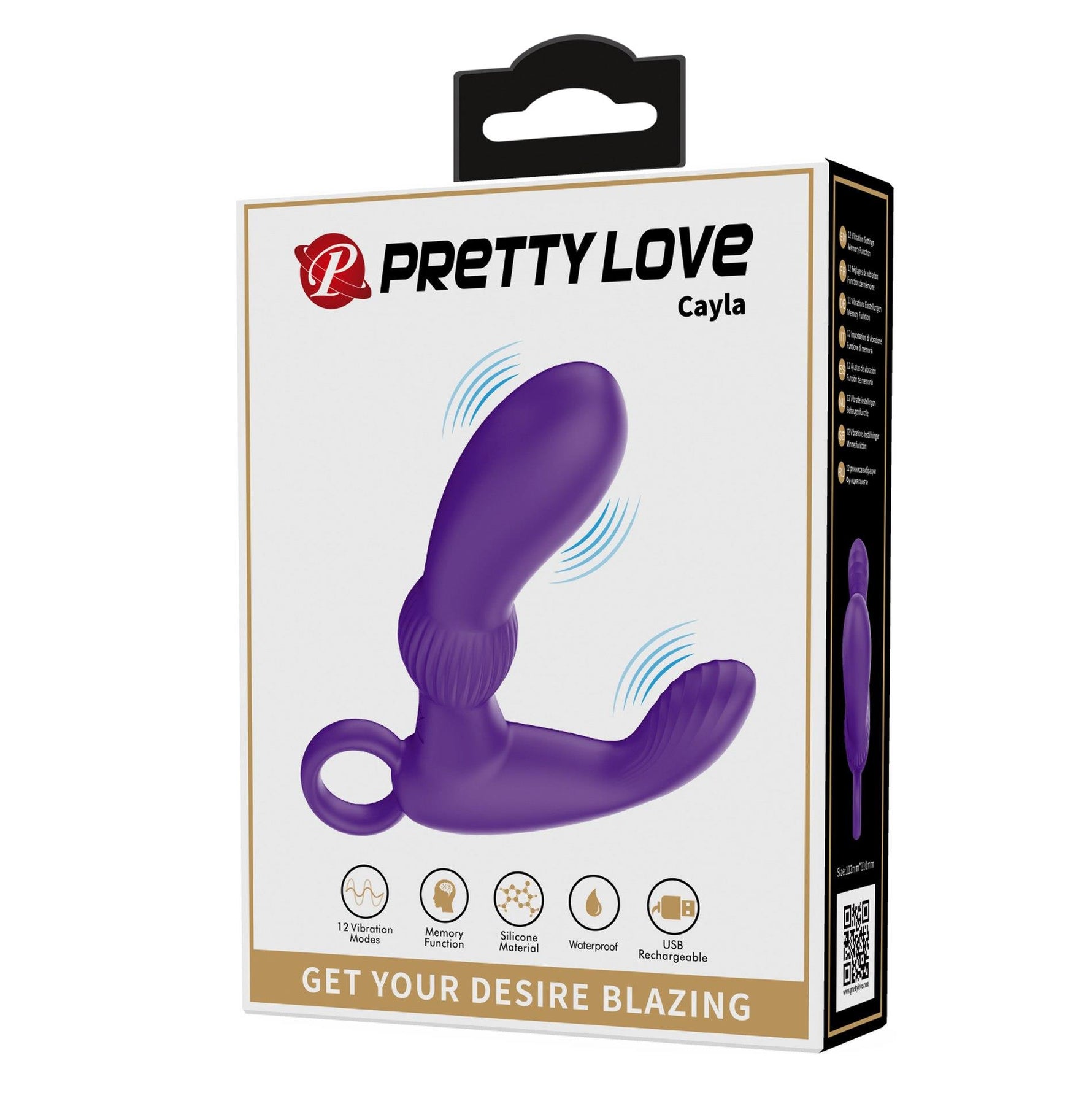 Aparat de masaj pentru prostată Pretty Love Cayla, violet, cu 12 vibrații, USB