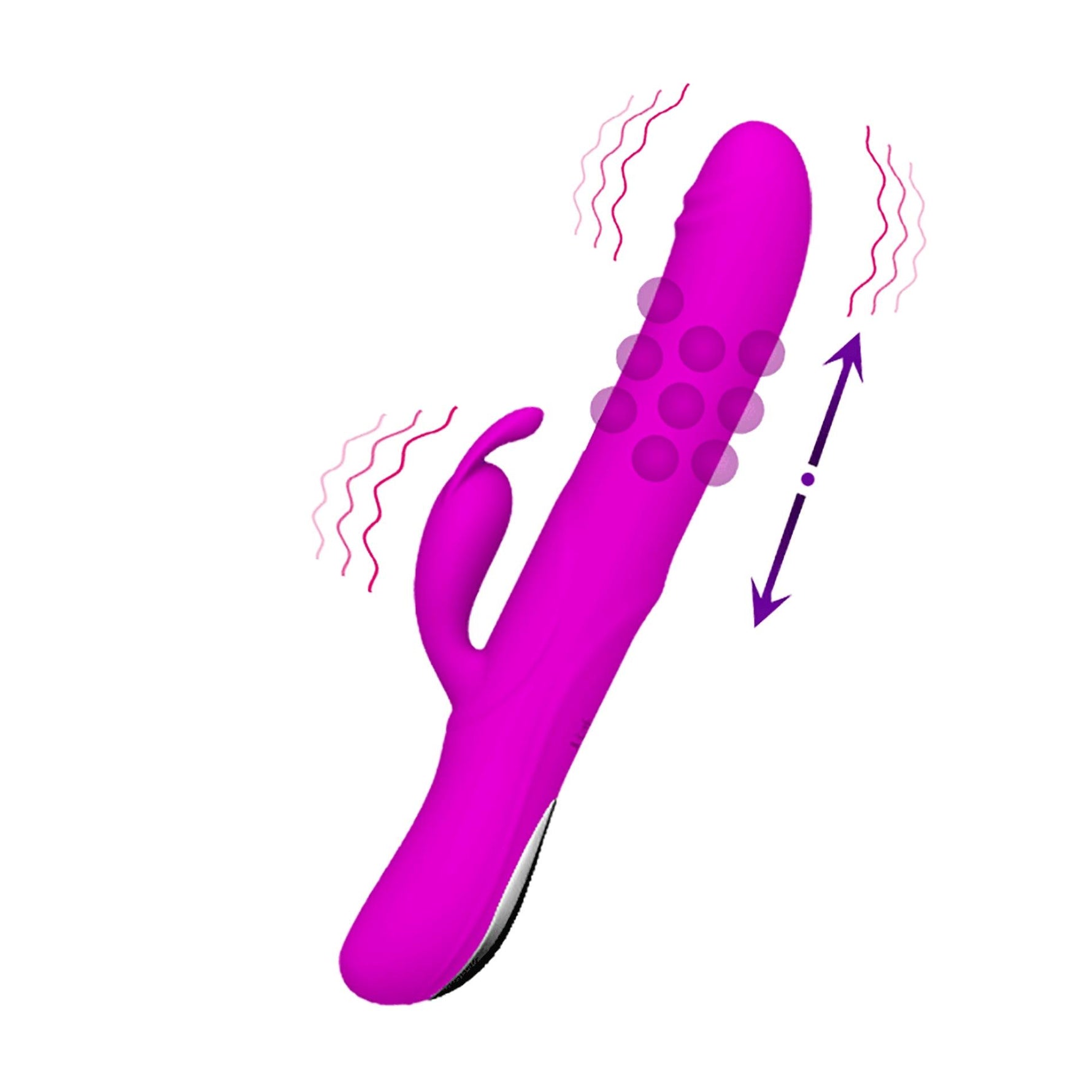 Vibrator rotativ Pretty Love Byron cu iepuraș, USB, impermeabil