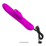 Vibrator rotativ Pretty Love Byron cu iepuraș, USB, impermeabil