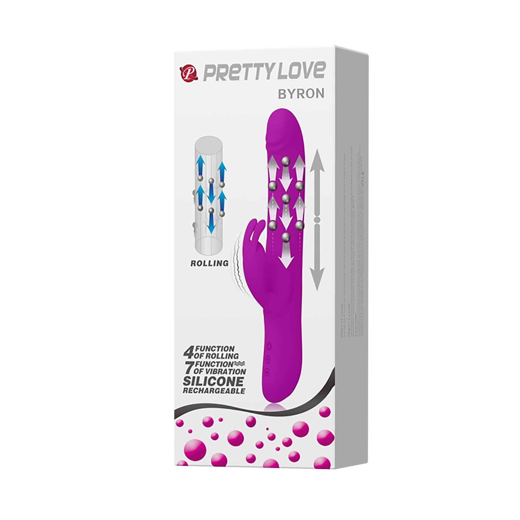 Vibrator rotativ Pretty Love Byron cu iepuraș, USB, impermeabil
