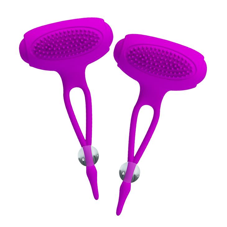 Cleme vibratoare pentru mameloane Pretty Love Bancroft, silicon violet, 5 cm