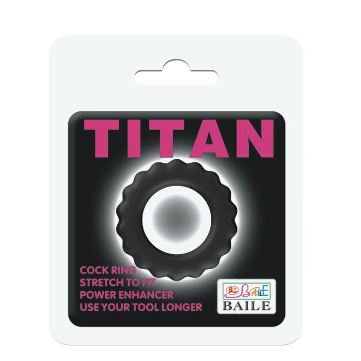 Inel de penis Baile Titan Ring din silicon, negru, impermeabil