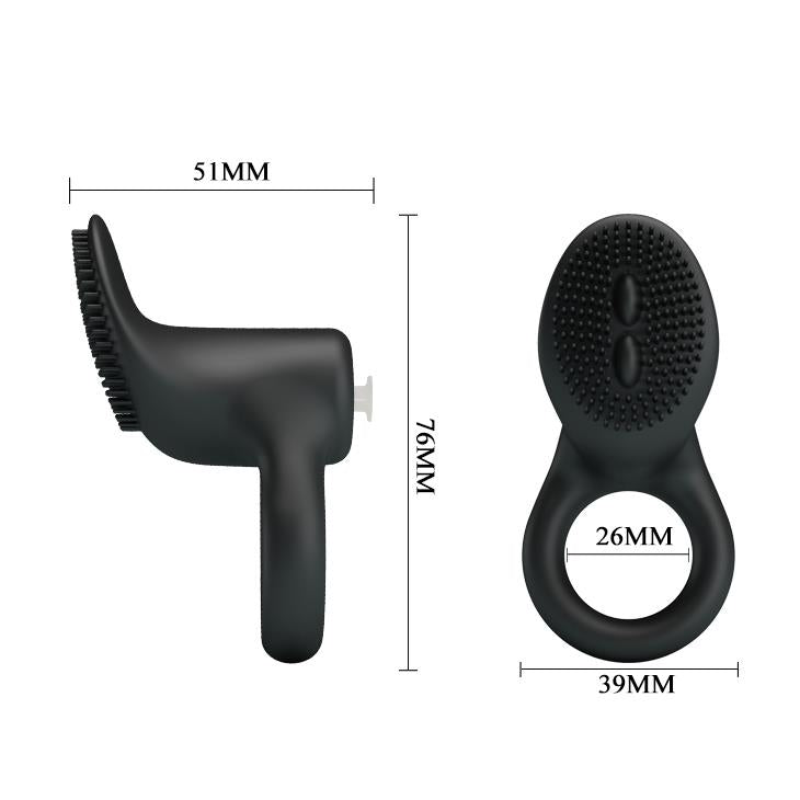 Inel vibrant Pretty Love Cobra cu țepi, silicon negru