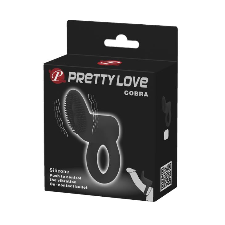 Inel vibrant Pretty Love Cobra cu țepi, silicon negru