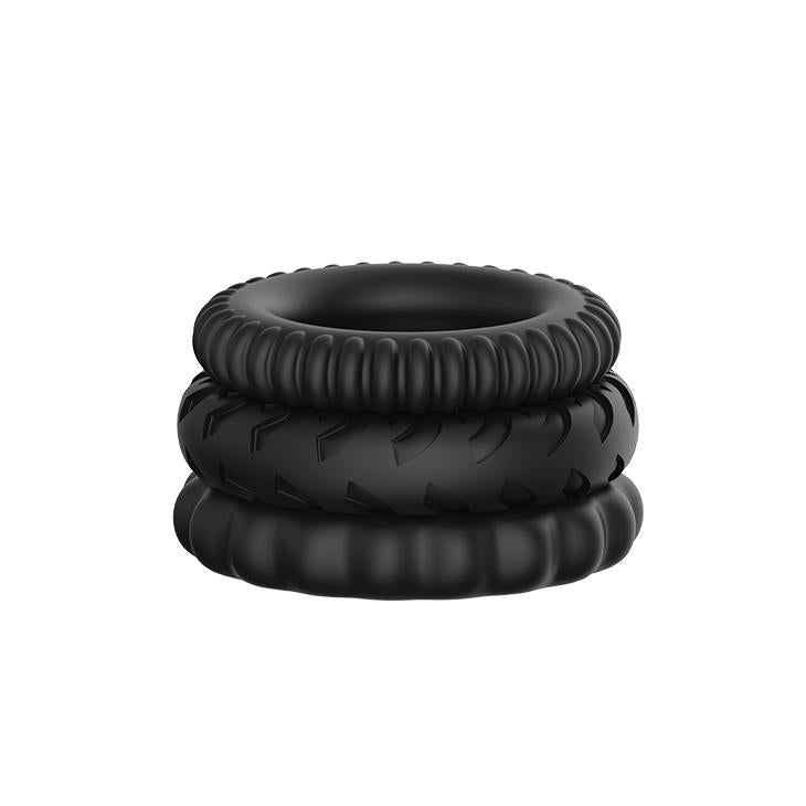Set de trei inele pentru penis din silicon Baile Titan negre