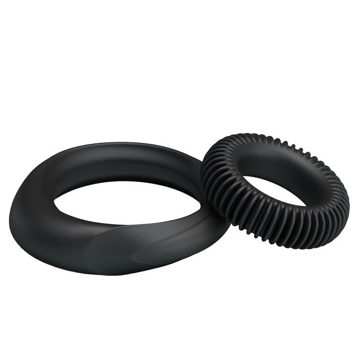 Set de inele pentru penis Baile din silicon impermeabil, negru