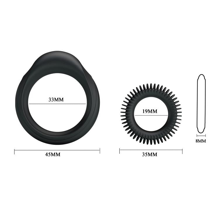 Set de inele pentru penis Baile din silicon impermeabil, negru