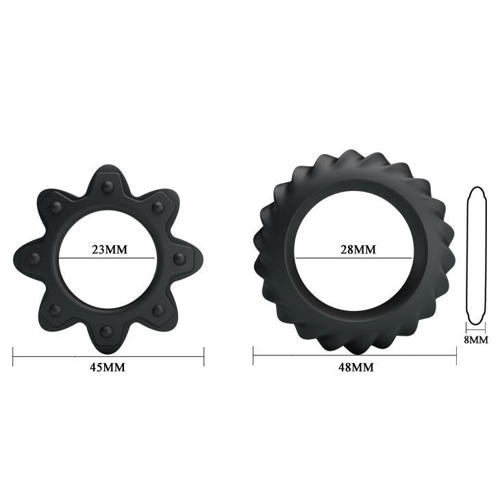 Set de inele pentru penis Baile din silicon negru