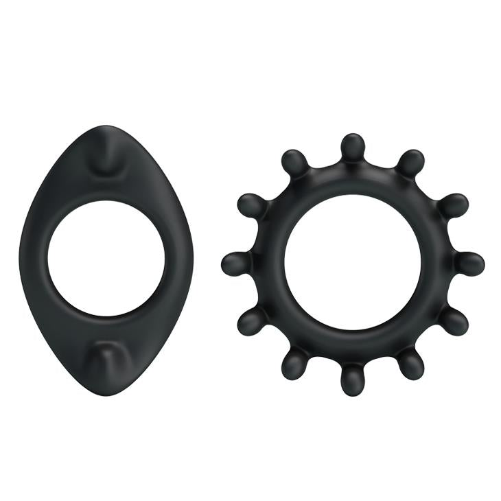 Set de inele pentru penis Baile din silicon impermeabil, negru