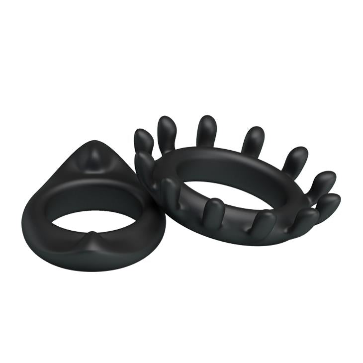 Set de inele pentru penis Baile din silicon impermeabil, negru