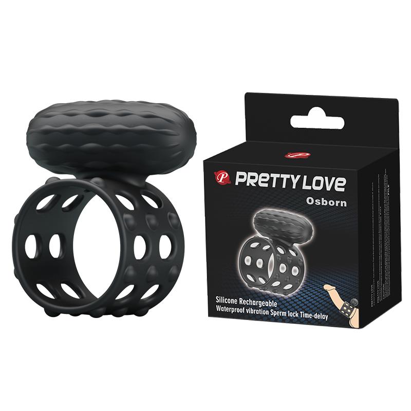 Inel vibrant pentru penis Pretty Love Osborn din silicon negru