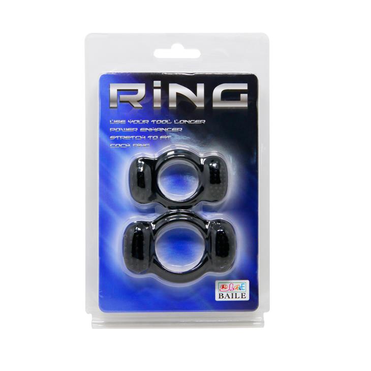 Set de două inele pentru penis din silicon Baile negru