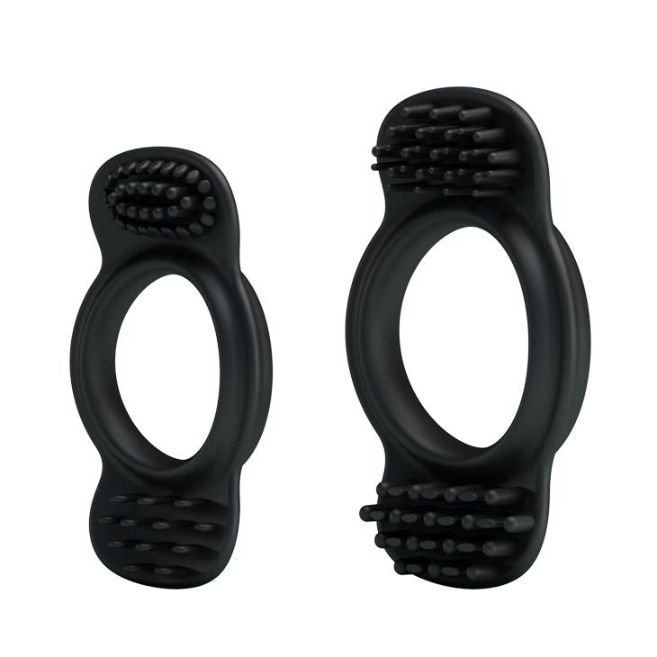 Set de două inele pentru penis din silicon Baile negru
