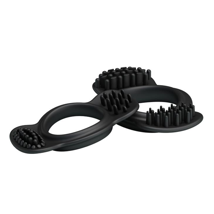 Set de două inele pentru penis din silicon Baile negru