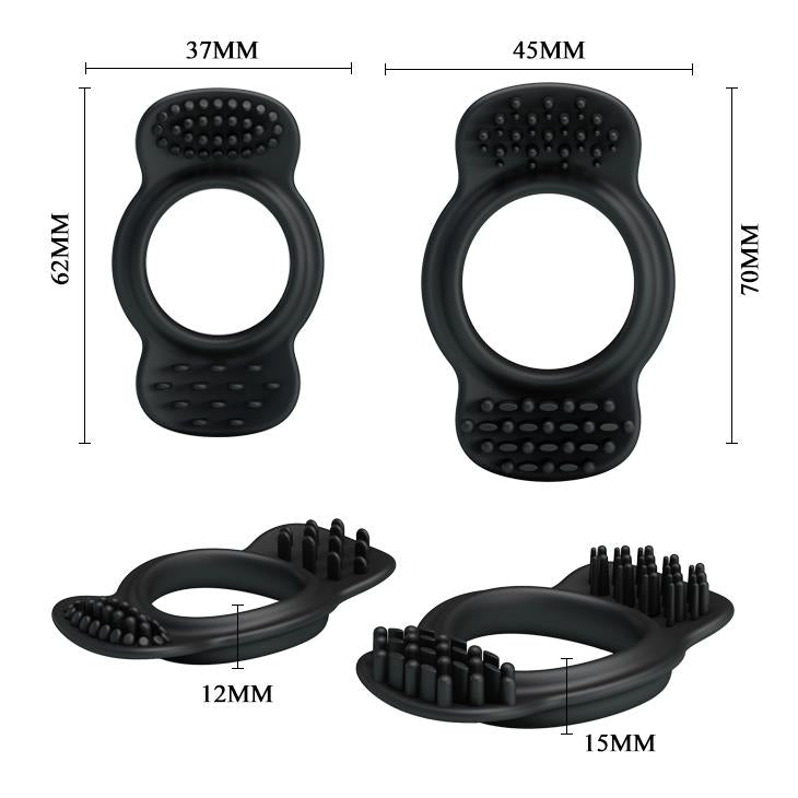 Set de două inele pentru penis din silicon Baile negru